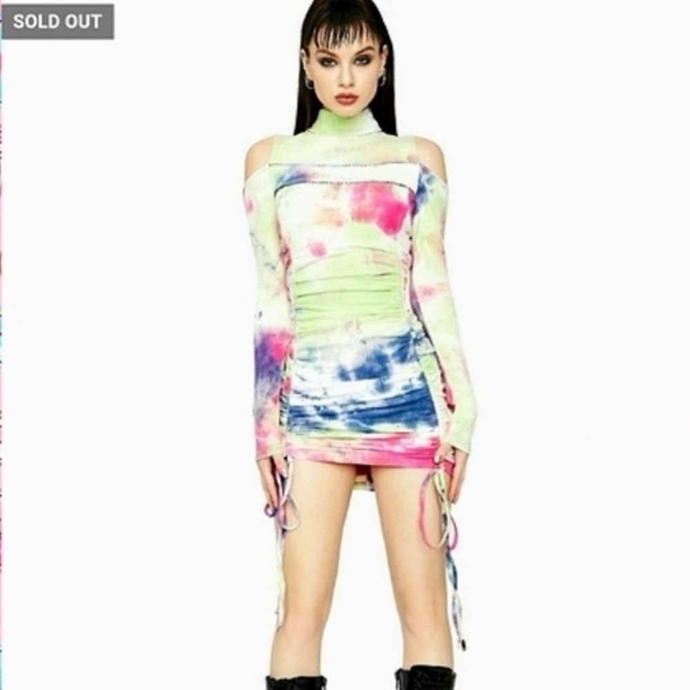 Colorful Tie-Dye Off-Shoulder Dress